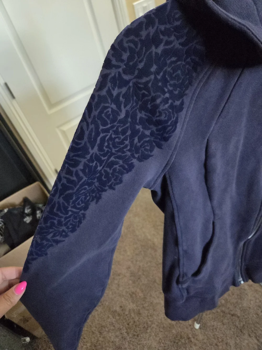 Lululemon Scuba Hoodie Light Cotton Fleece (Floral Flock) In Midnight Navy